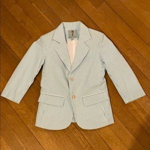 Papo d’Anjo Beautiful Blue Seersucker Coat Size 3